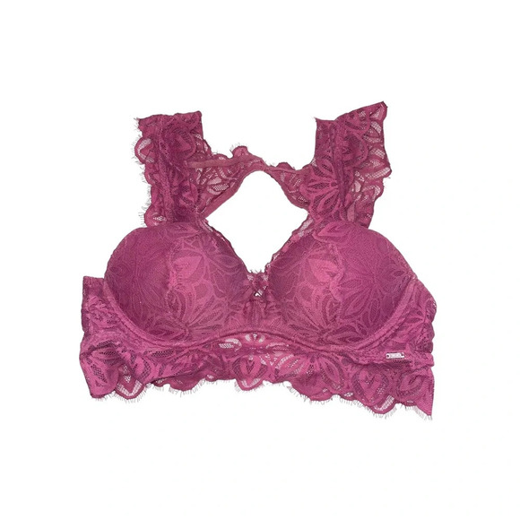 PINK Victoria’s Secret Date Push-up Bralette in Magenta Lace Small Women’s - Picture 11 of 11